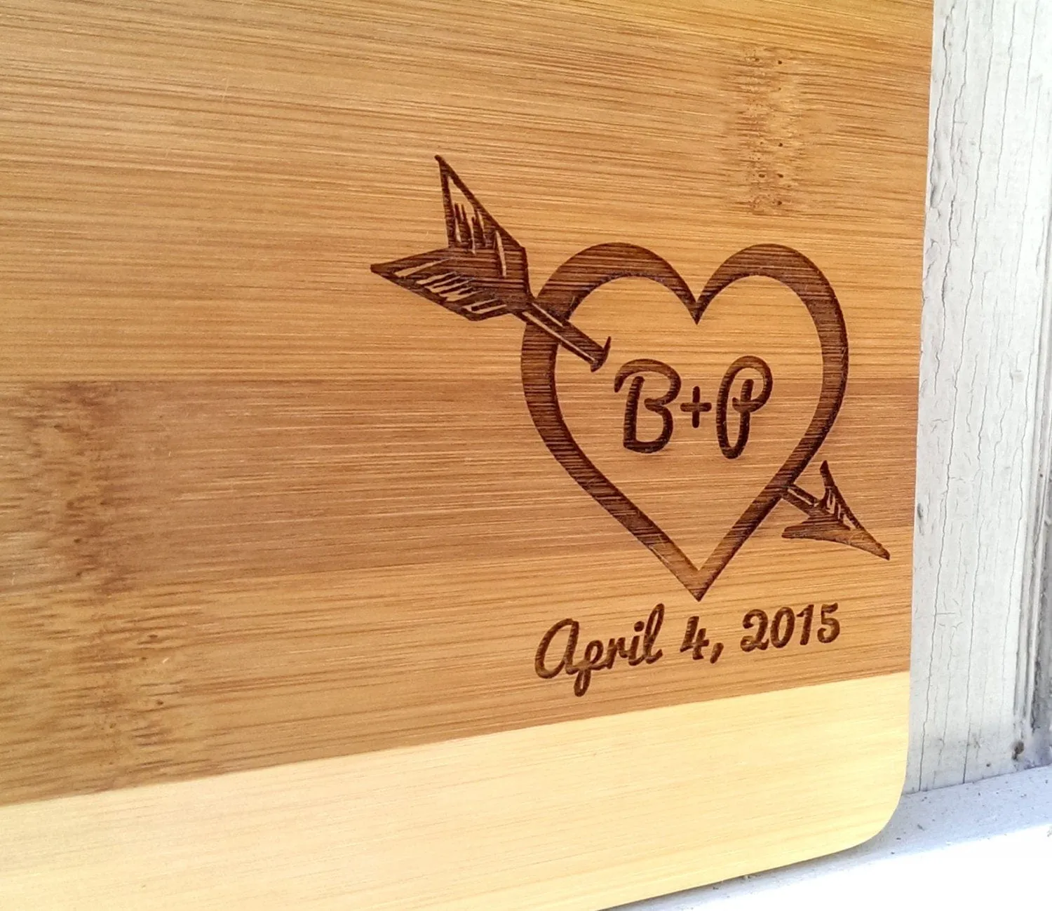 Personalized Romantic Couple Heart With Initials Cutting Board Laser Engraved Custom For Wedding Gift, First Christmas Retro Gift for Couple