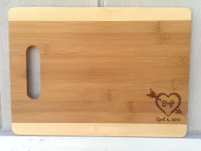 Personalized Romantic Couple Heart With Initials Cutting Board Laser Engraved Custom For Wedding Gift, First Christmas Retro Gift for Couple