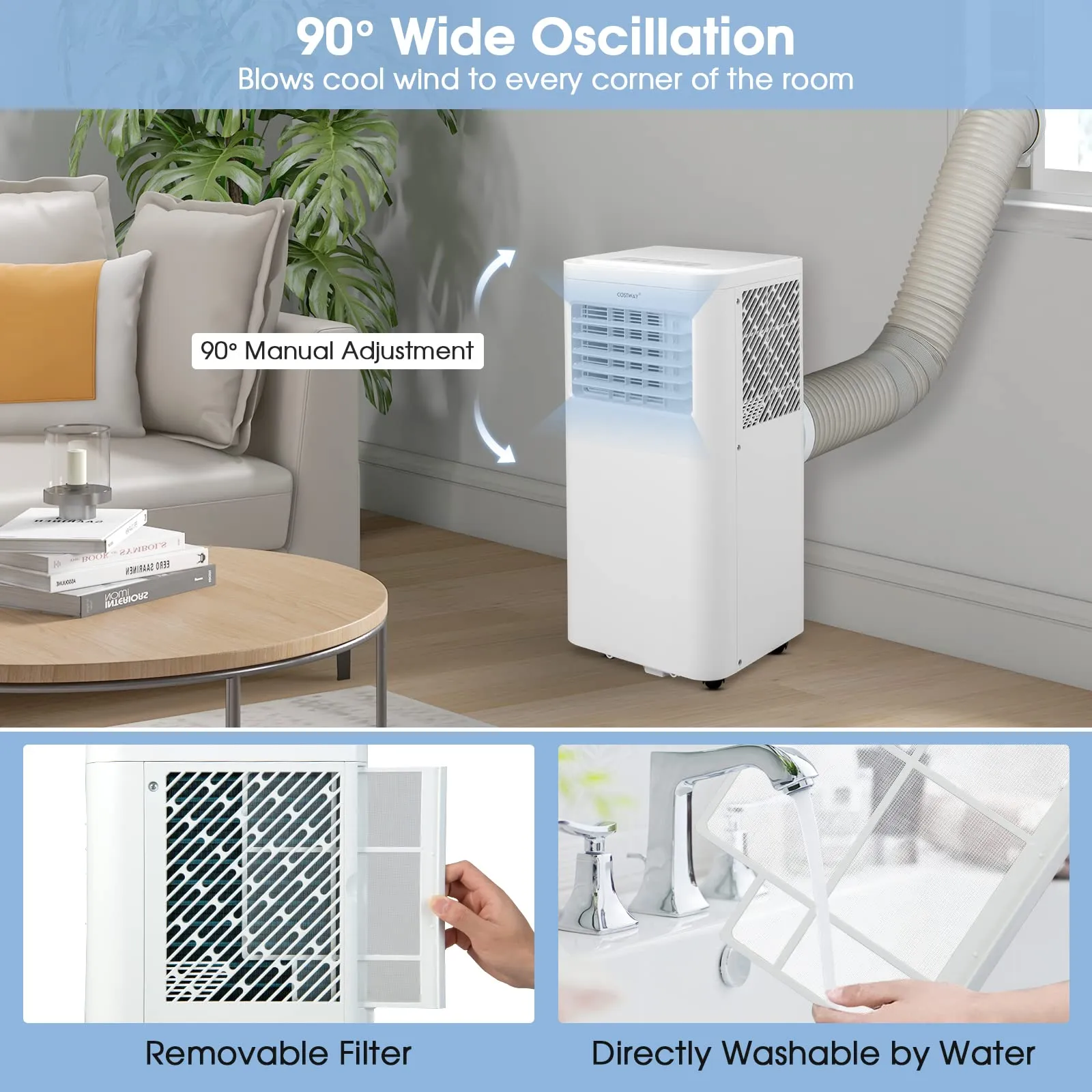 Portable Air Conditioner, 8000 BTU Standing Air Conditioner w/Cool/Dehumidifier/Fan/Sleep Modes