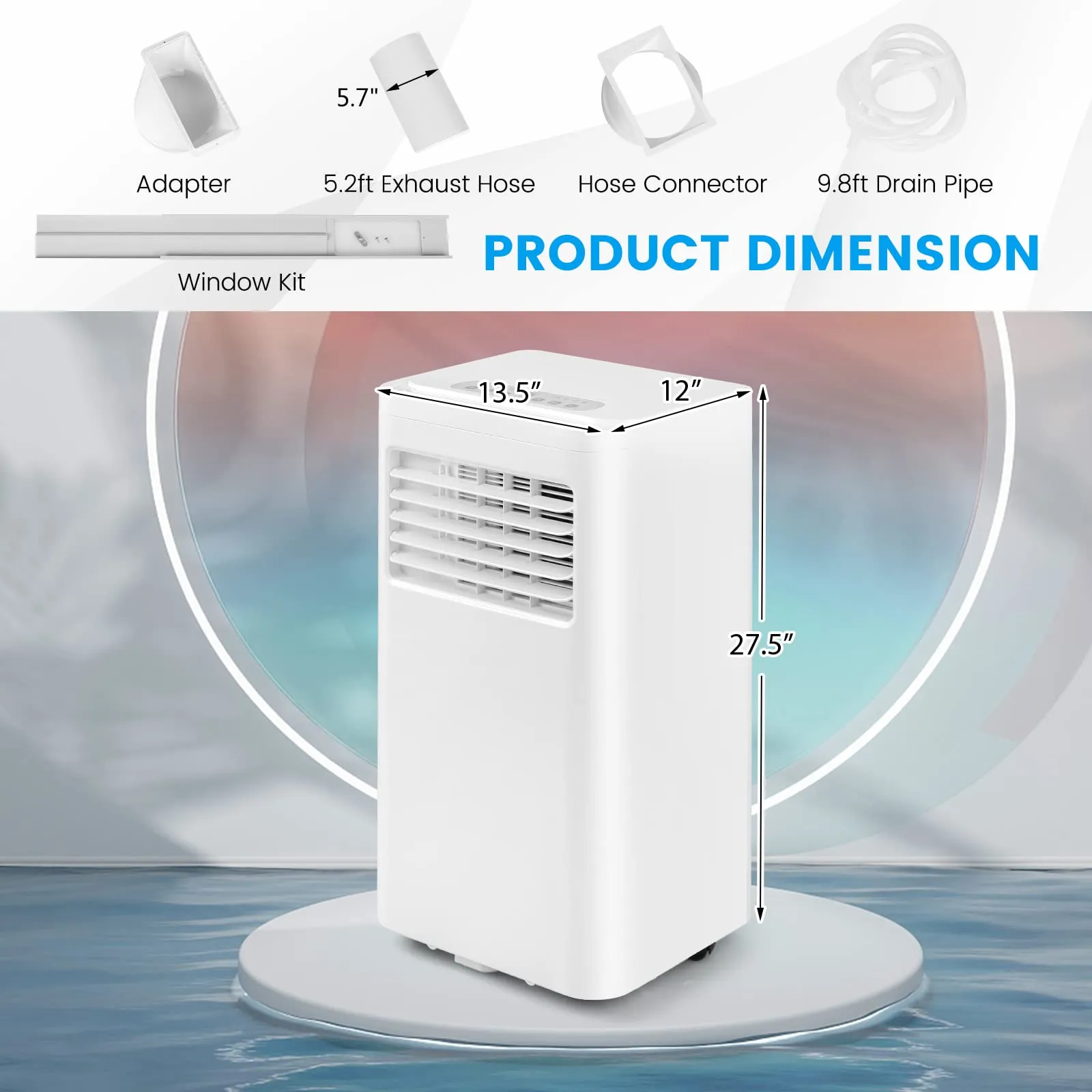 Portable Air Conditioner, 8000 BTU Standing Air Conditioner w/Cool/Dehumidifier/Fan/Sleep Modes