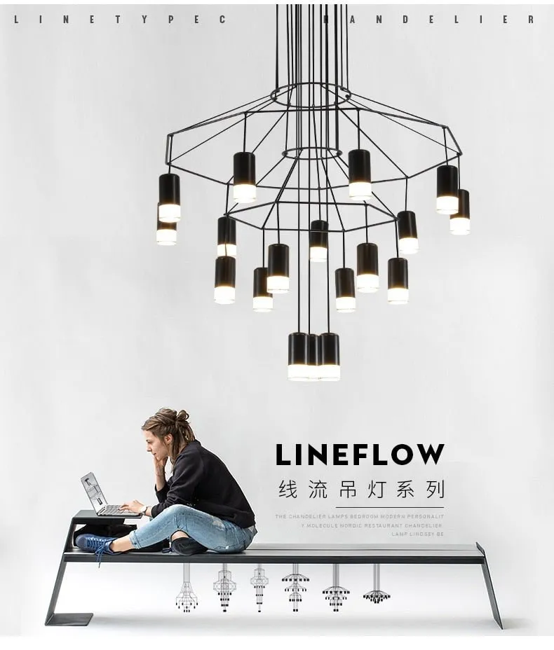 Postmodern Long Chandelier Led Wireflow Chandeliers