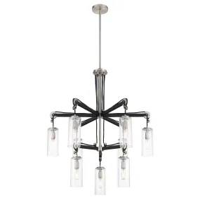 Pullman Junction 30 in. 9 Lights Chandelier Brushed Nickel & Black finish