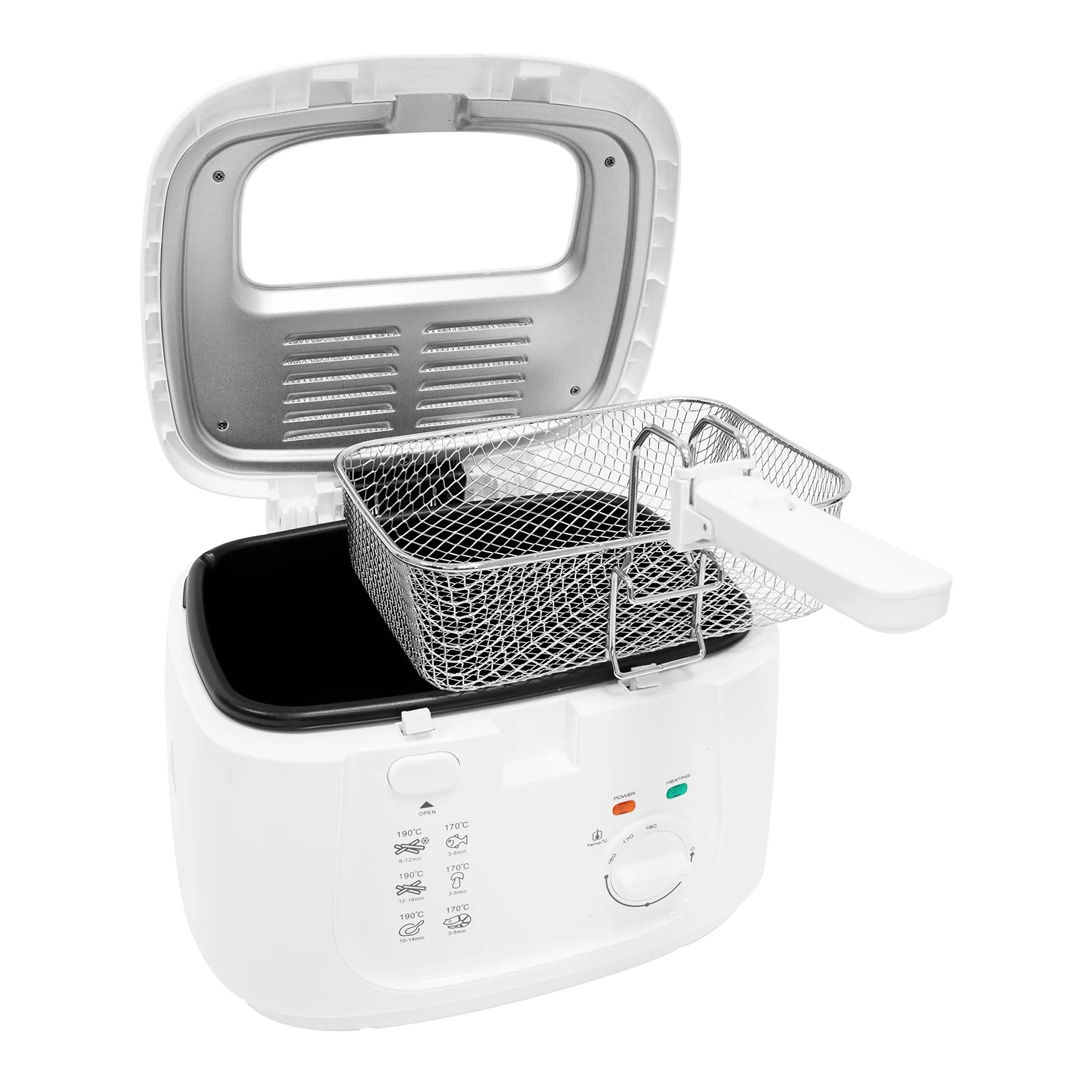 Quest 35119 2.5L Deep Fryer/Features Removable Lid & Large Observation Window/Adjustable Temperature/Ergonomic Cool Touch Handle/White, 1800 W, 2.5 liters,