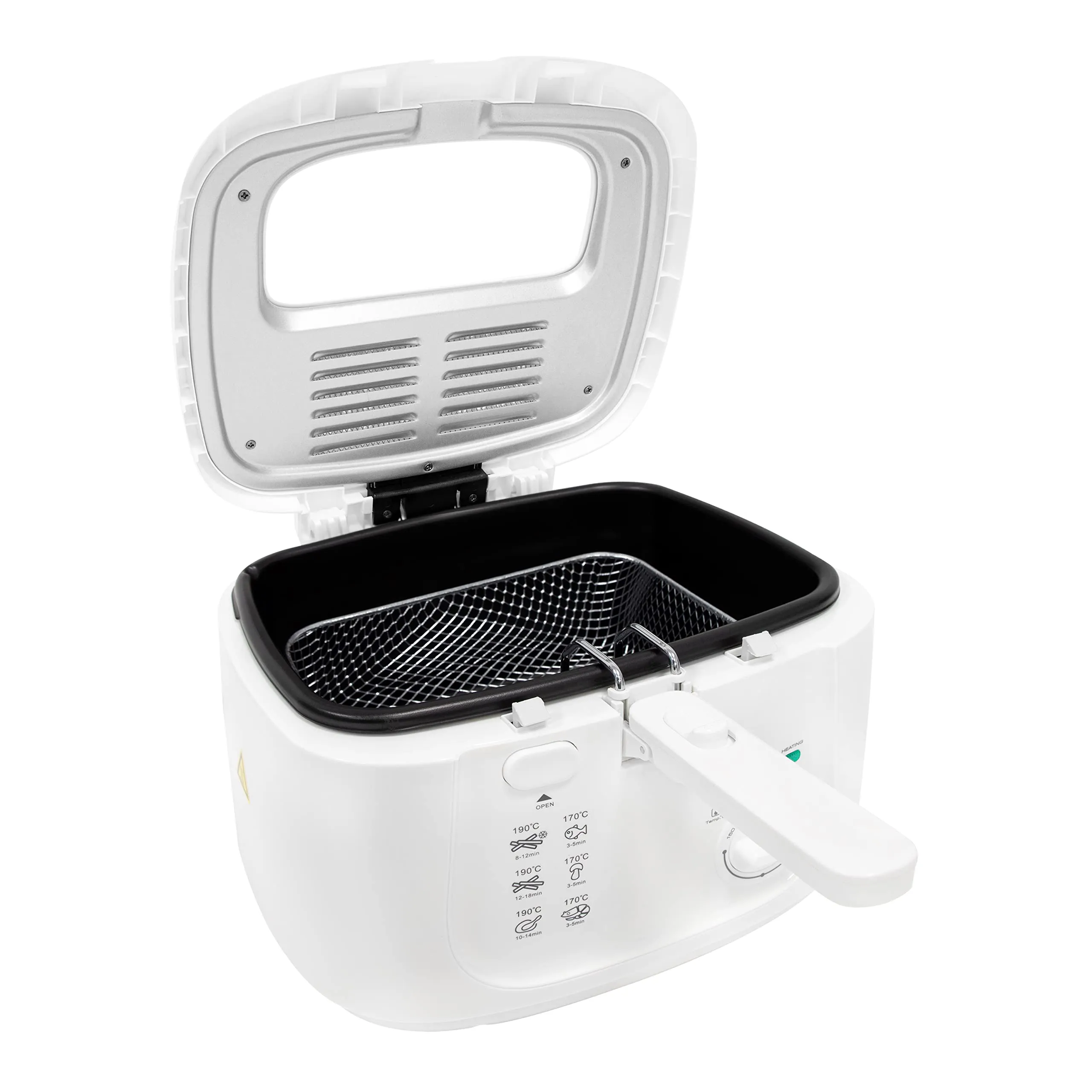 Quest 35119 2.5L Deep Fryer/Features Removable Lid & Large Observation Window/Adjustable Temperature/Ergonomic Cool Touch Handle/White, 1800 W, 2.5 liters,