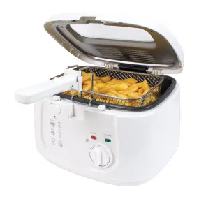 Quest 35119 2.5L Deep Fryer/Features Removable Lid & Large Observation Window/Adjustable Temperature/Ergonomic Cool Touch Handle/White, 1800 W, 2.5 liters,