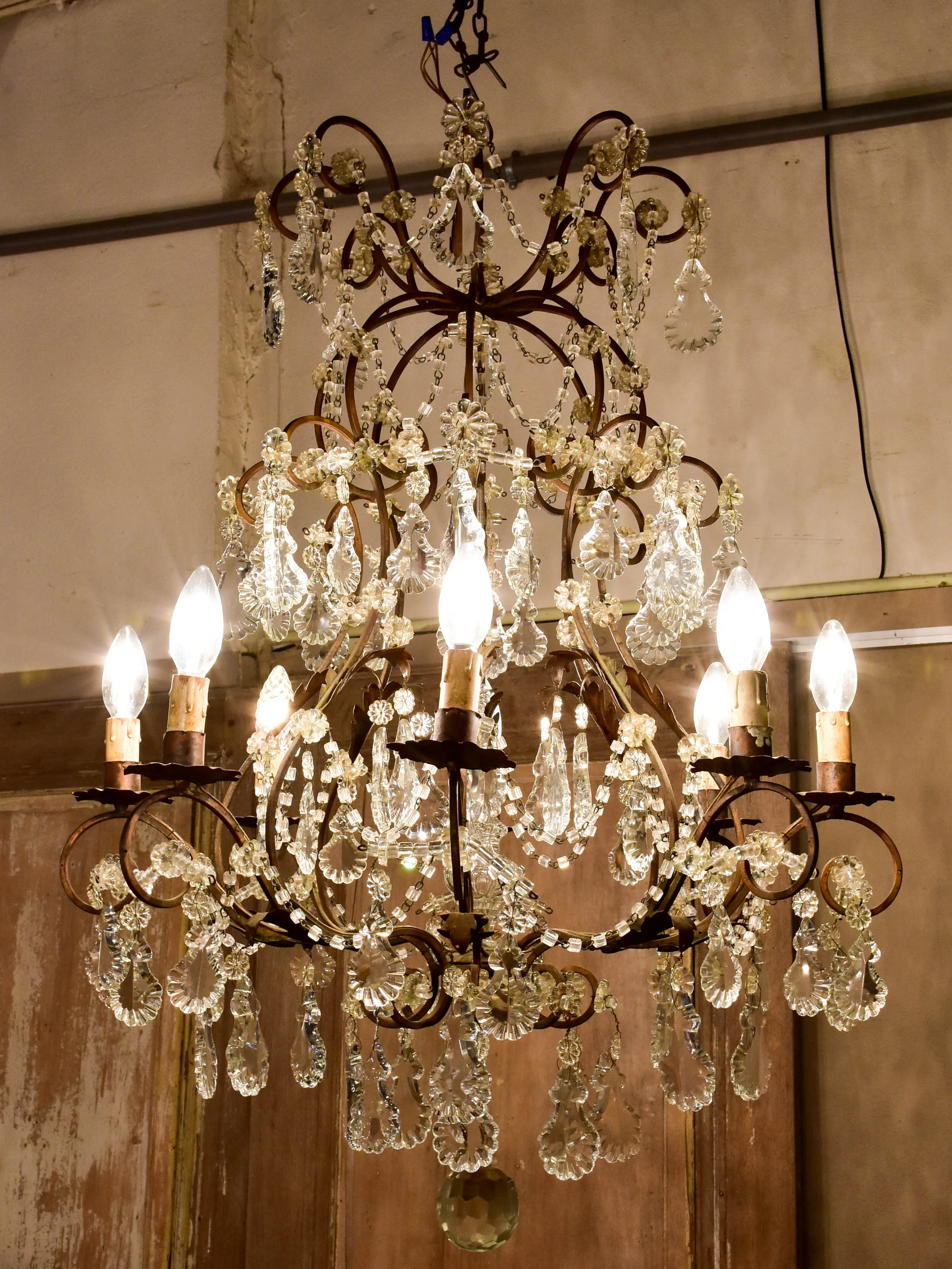 Rare pair of early 20th century crystal chandeliers