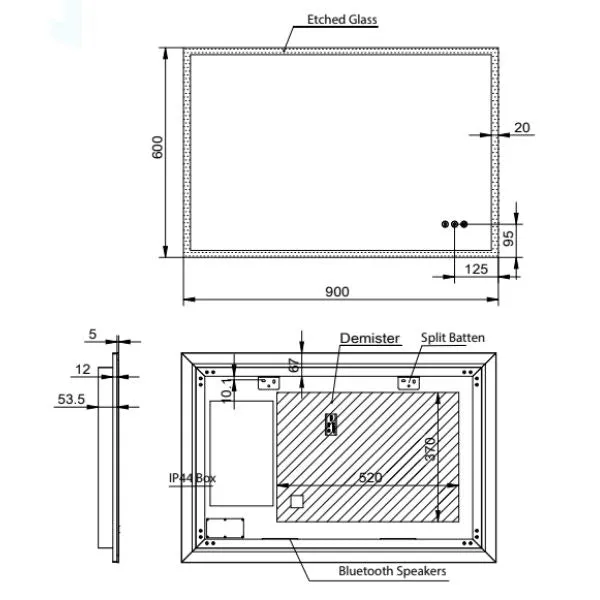 Remer Kara 900mm - 1200mm LED Smart Mirror