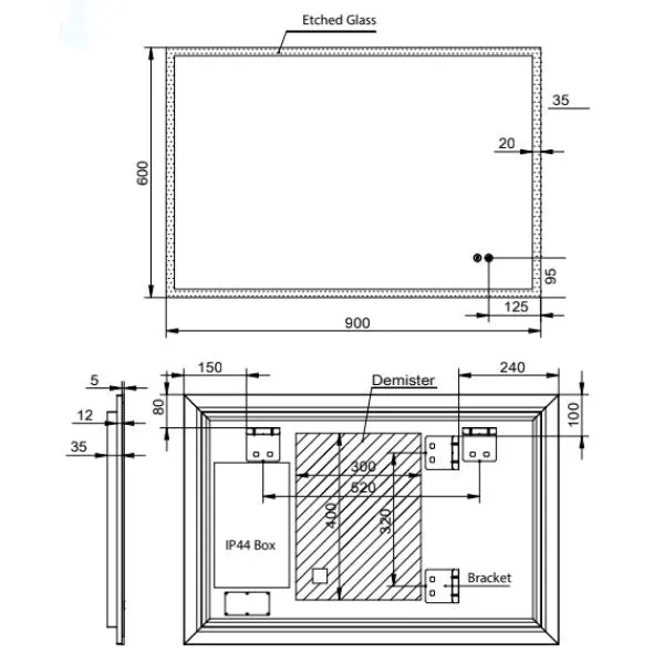 Remer Kara 900mm - 1200mm LED Smart Mirror