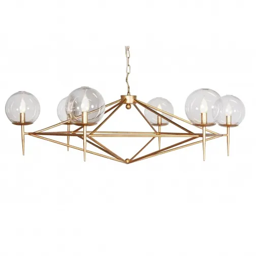 ROWAN 6 LIGHT CHANDELIER, GOLD LEAF