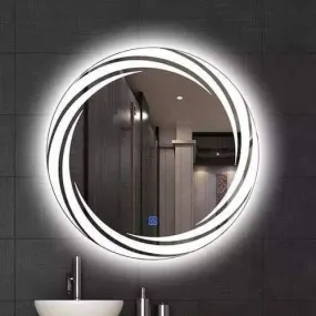 R.S Internationals Art Work Presents Wall Mounted Mirror for Living Room Bedroom Bathroom Stylish Decorative Mirror with Touch Sensor OR Lights (18X18)