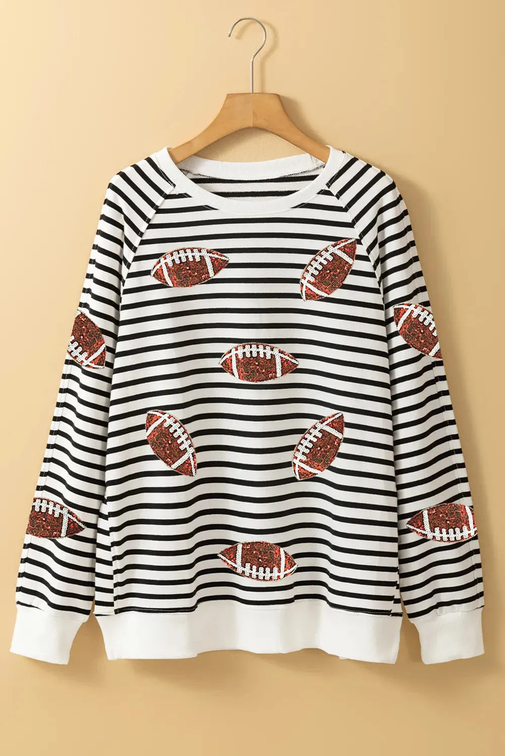 Sequin Football Striped Long Sleeve Sweatshirt | Football Season | Tailgate Outift