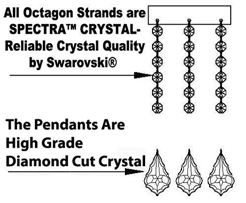 Set Of 3 - 1 Crystal Chandelier Lighting H 30" W 28" And 2 Maria Theresa Wall Sconce Crystal Lighting H11.5" X W14" Trimmed With Spectra (Tm) Crystal - Reliable Crystal Quality By Swarovski - 1Ea-Cs/21532/12 1   2Ea-Cs/2813/3-Sw