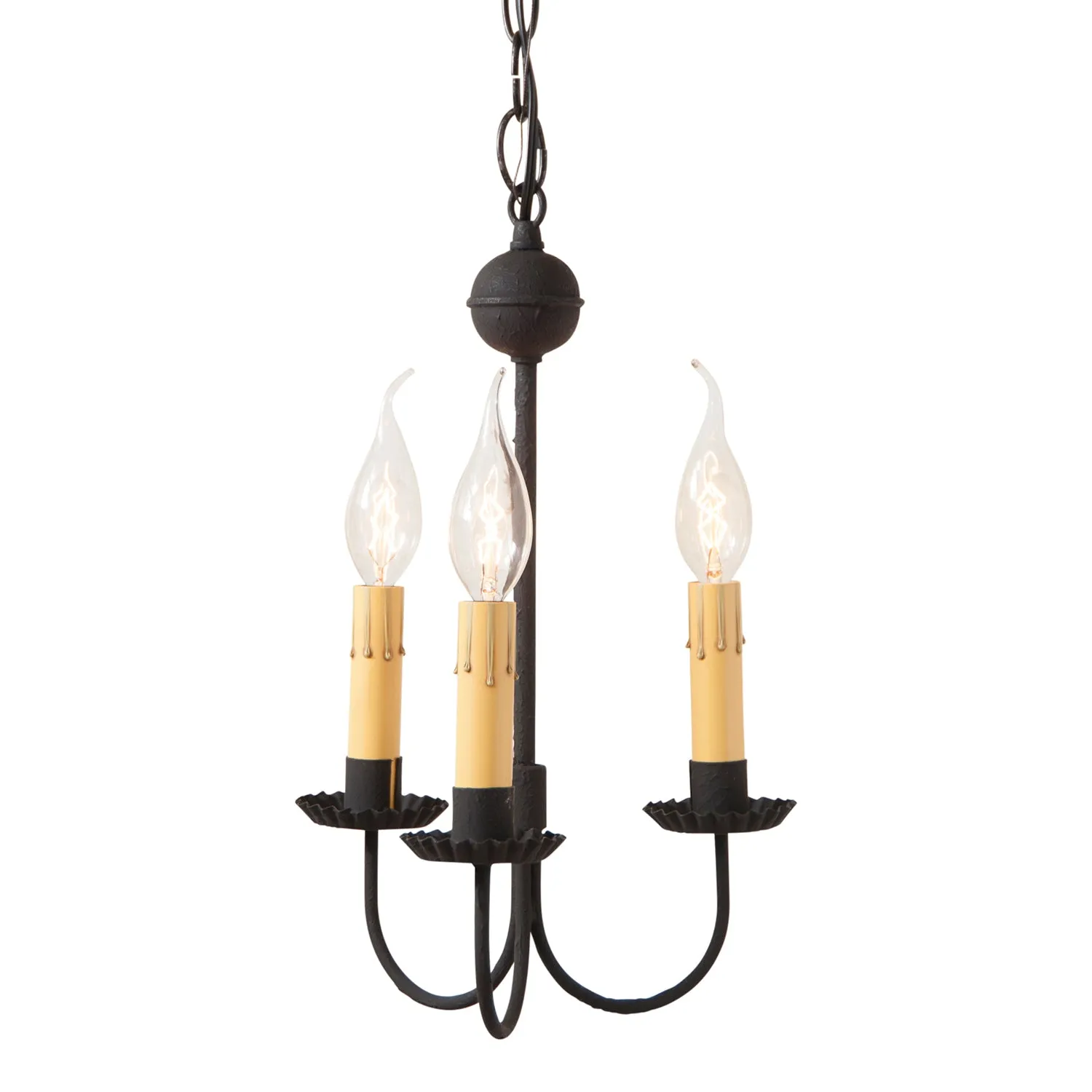 Small 3-Arm Westford Chandelier in Textured Black