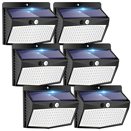 Solar Outdoor Lights, [138 LED/6 Packs] Solar Motion Sensor Security Lights with 3 Lighting Modes Wireless Solar Wall Lights Waterproof Solar Powered Lights for Garden Fence Yard Deck Garage