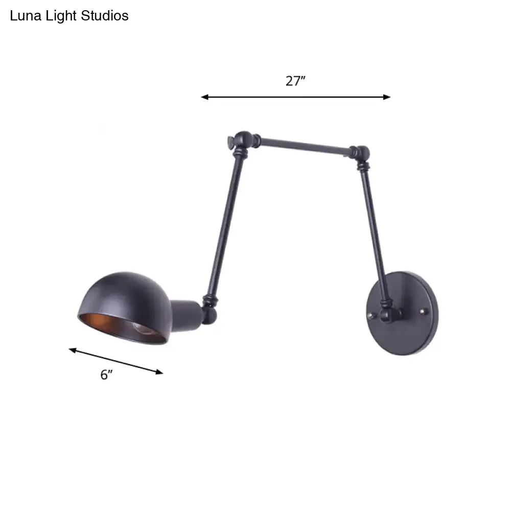 Stylish Loft Bowl Wall Light - Metallic Sconce with Extendable Plug-In Cord (1 Bulb, Black)