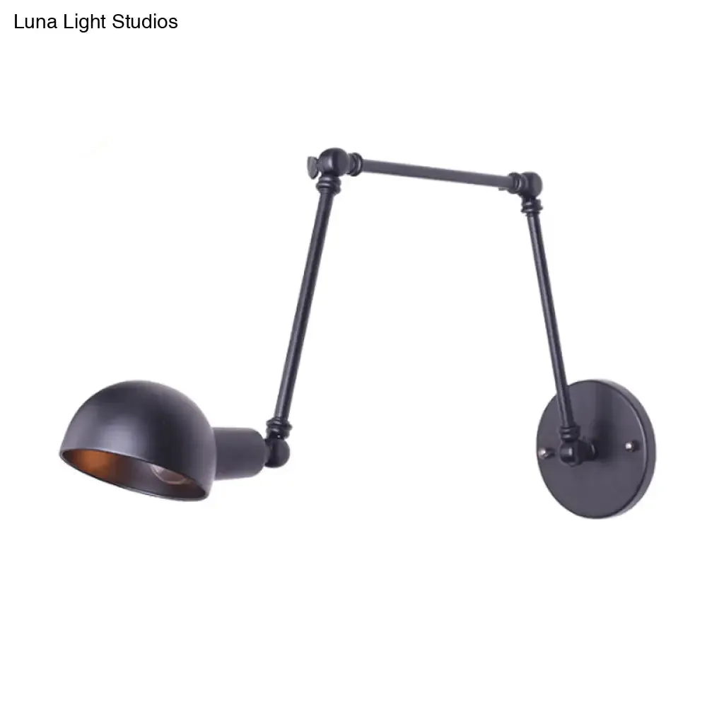 Stylish Loft Bowl Wall Light - Metallic Sconce with Extendable Plug-In Cord (1 Bulb, Black)