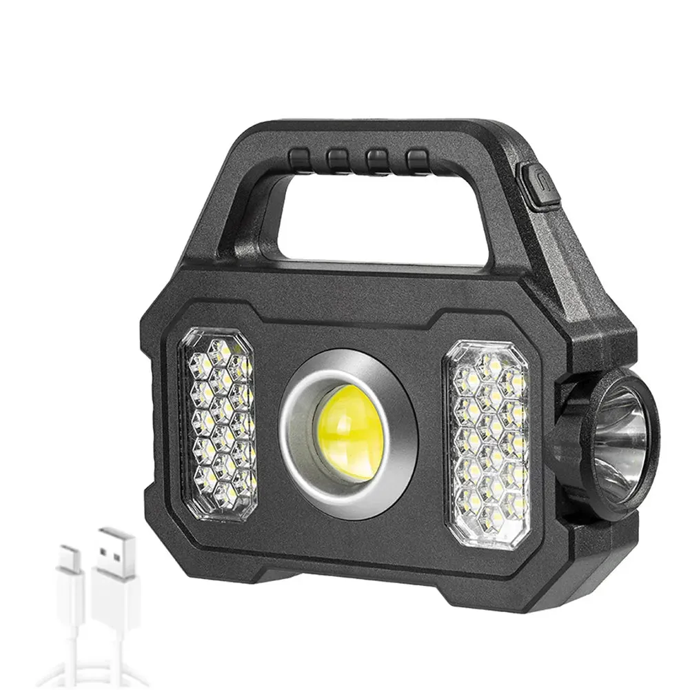 Super Bright Solar LED Camping Flashlight With COB Work Lights USB Rechargeable Handheld 6 Modes Solar Powered Lanterns