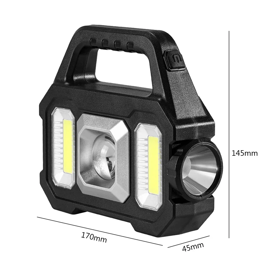 Super Bright Solar LED Camping Flashlight With COB Work Lights USB Rechargeable Handheld 6 Modes Solar Powered Lanterns