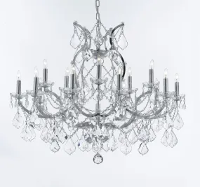 Swarovski Crystal Trimmed Chandelier Maria Theresa Chandelier Lighting Crystal Chandeliers H28 "X W37" Chrome Finish Great For The Dining Room Living Room Family Room Entryway / Foyer - J10-B62/Chrome/26050/15 1Sw