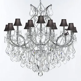 Swarovski Crystal Trimmed Chandelier Maria Theresa Chandelier Lighting Crystal Chandeliers H38 "X W37" Chrome Finish Great For The Dining Room Living Room Entryway / Foyer With Black Shades - J10-Sc/Blackshades/Chrome/26050/15 1Sw