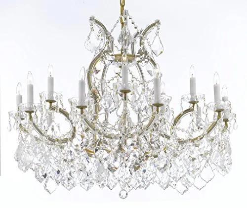 Swarovski Crystal Trimmed Maria Theresa Chandelier Crystal Lighting Chandeliers Lights Fixture Pendant Ceiling Lamp For Dining Room Entryway Living Room With Large Luxe Crystals H28" X W37" - A83-B89/21510/15 1Sw