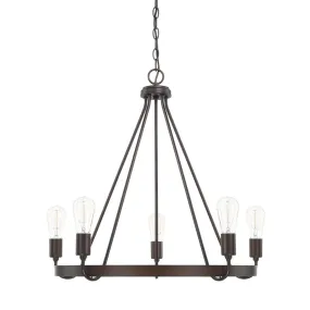 TANNER 5 LIGHT CHANDELIER, BRONZE