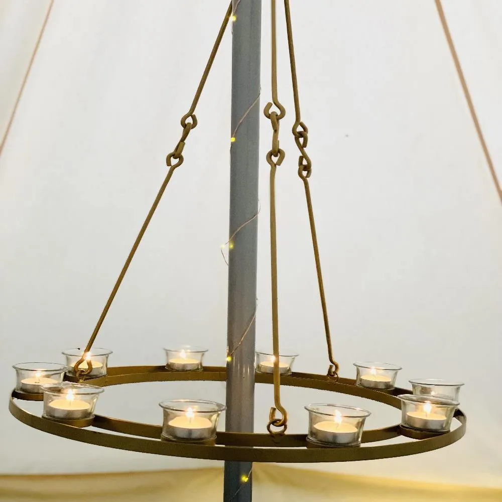 Tea Light Candle Chandelier Single Tier - Gold