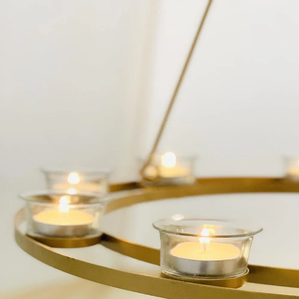 Tea Light Candle Chandelier Single Tier - Gold