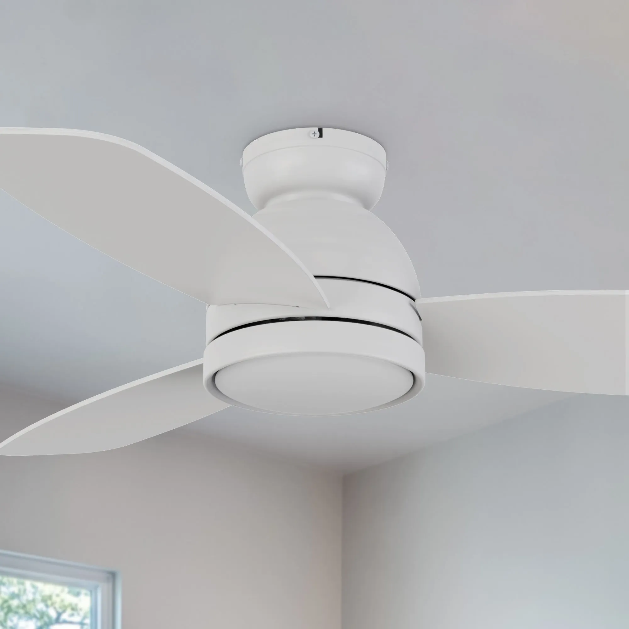 Thibault Flush Mount Ceiling Fan with LED Light and Remote 44 inch