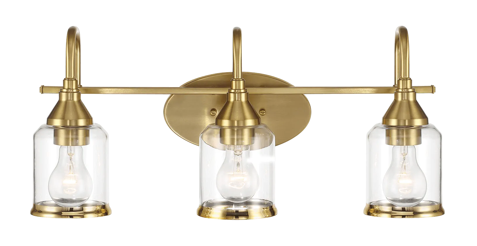 Twilight Three Lights Brushed Gold Contemporary Vanity Light 22"W × 10"H × 7.48"E with Clear Glass