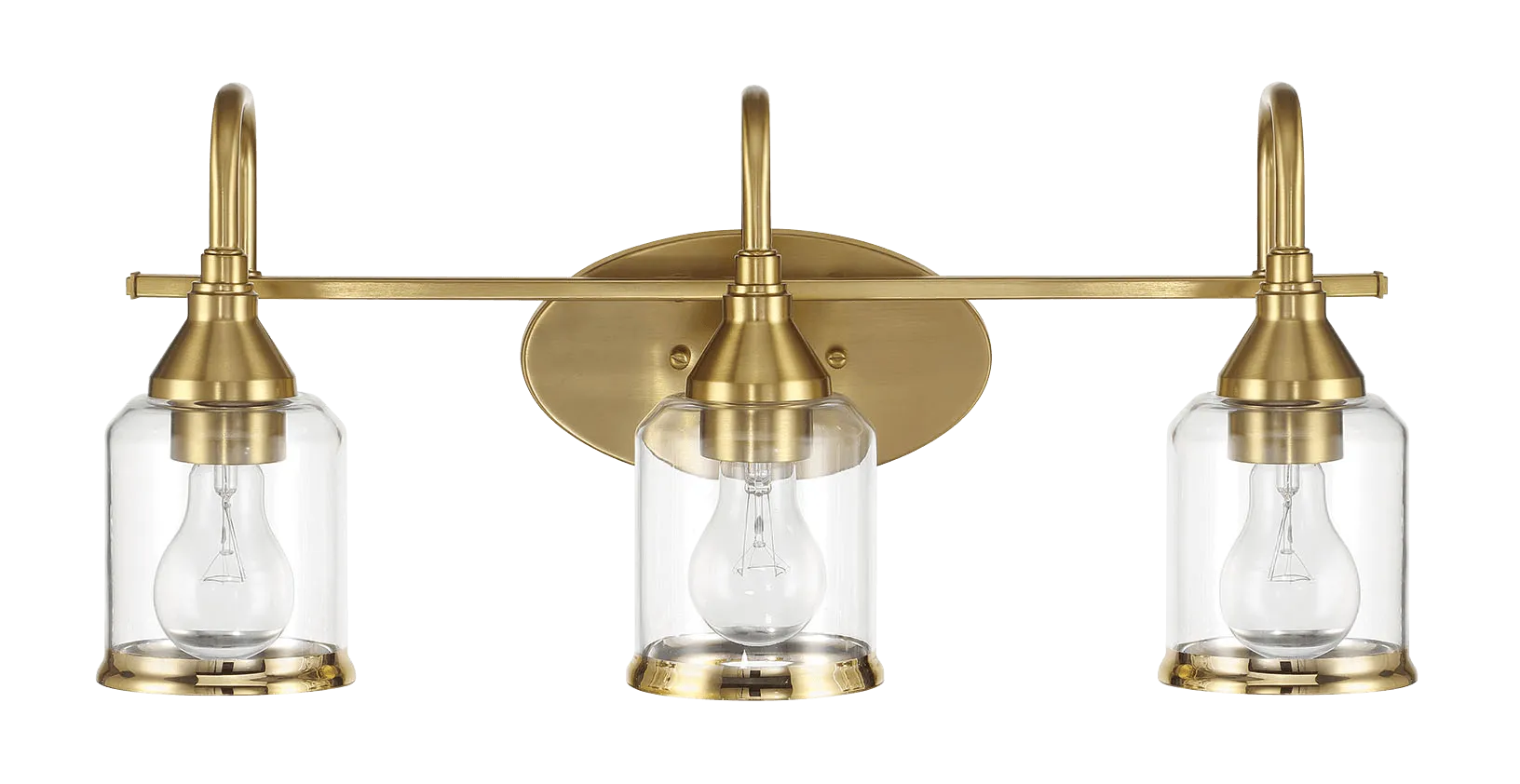 Twilight Three Lights Brushed Gold Contemporary Vanity Light 22"W × 10"H × 7.48"E with Clear Glass