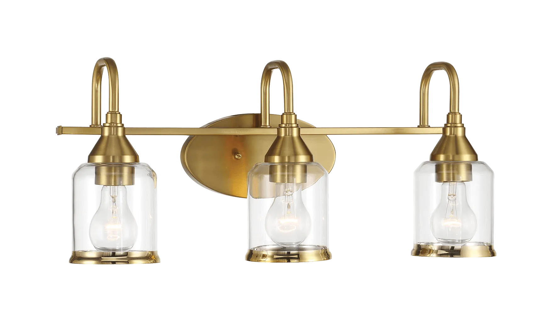 Twilight Three Lights Brushed Gold Contemporary Vanity Light 22"W × 10"H × 7.48"E with Clear Glass