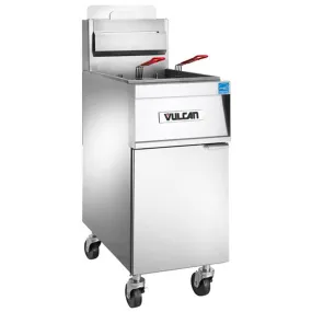 Vulcan 1TR45AF-1 PowerFry3 Natural Gas Floor Fryer with Solid State Analog Controls and KleenScreen Filtration - 70,000 BTU