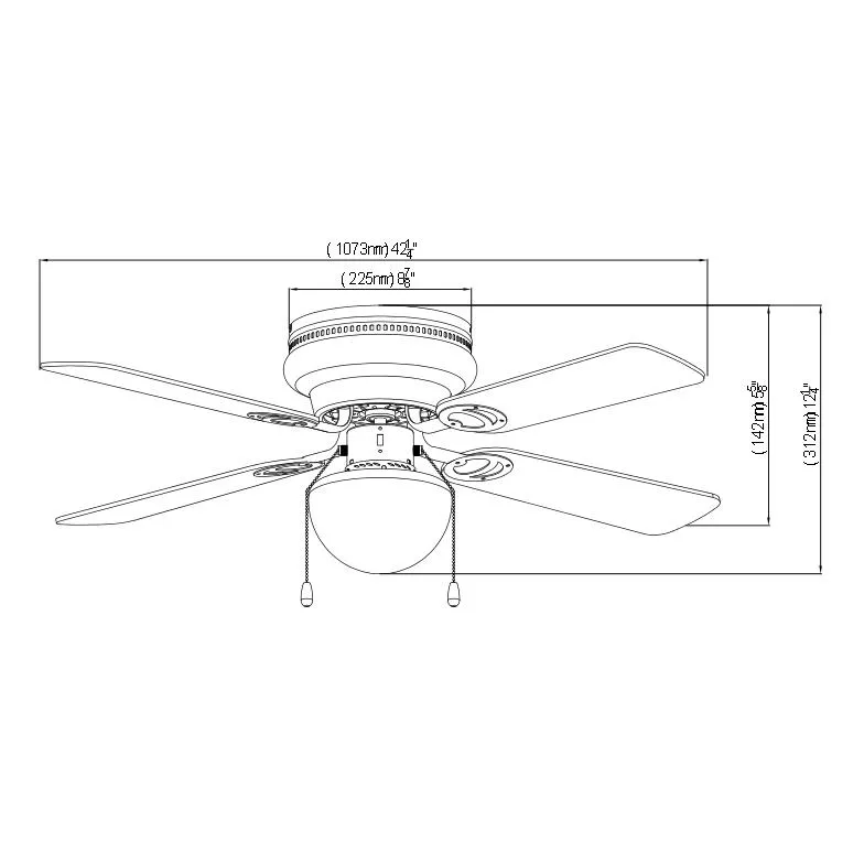 White 42" Hugger Ceiling Fan w/ Light Kit : 3603