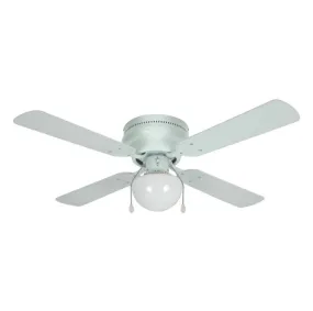 White 42" Hugger Ceiling Fan w/ Light Kit : 3603