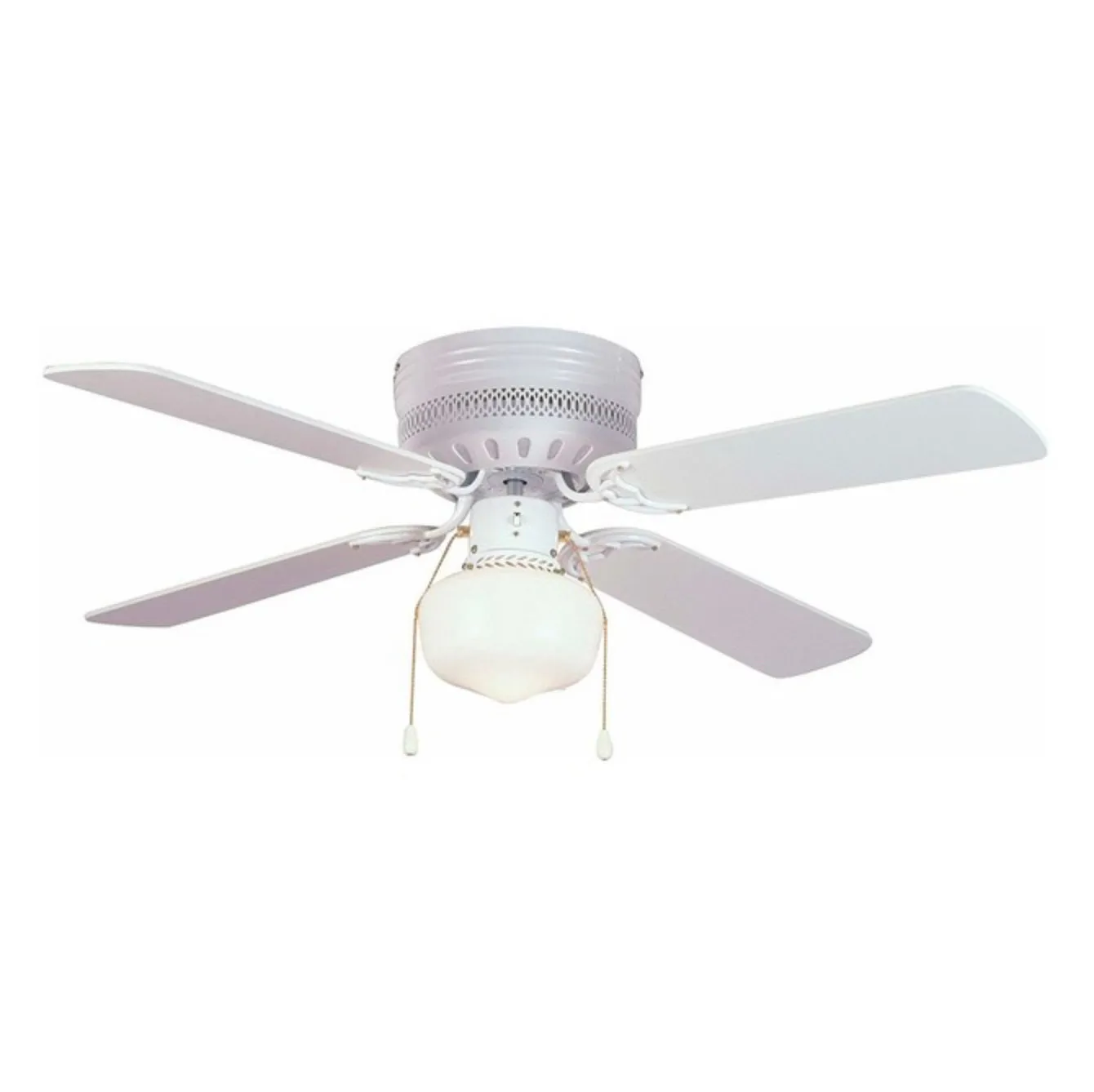 White 42" Hugger Ceiling Fan w/ Light Kit : 8762