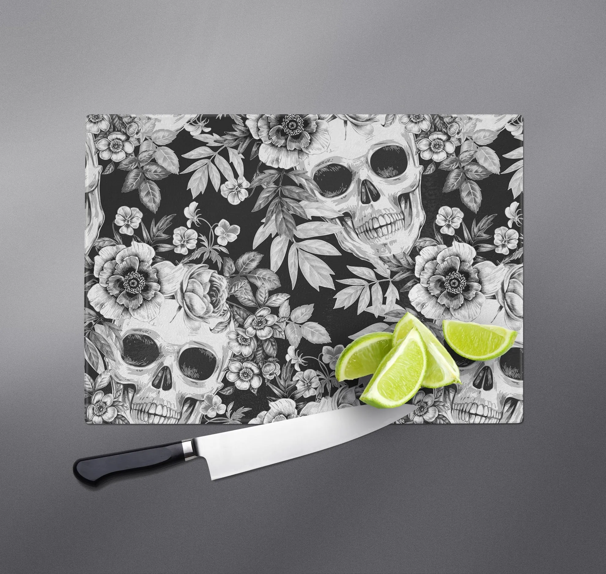 White on Blackprint Skull Cutting Boards