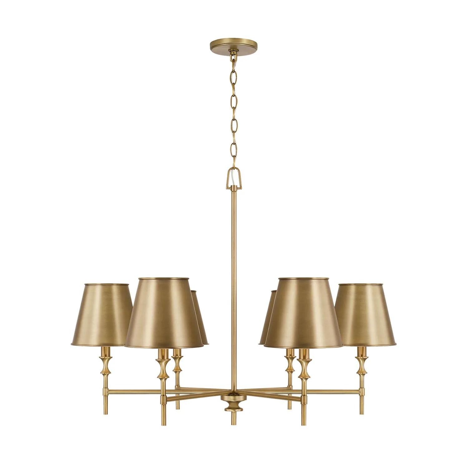 WHITNEY 6-LIGHT CHANDELIER, AGED BRASS