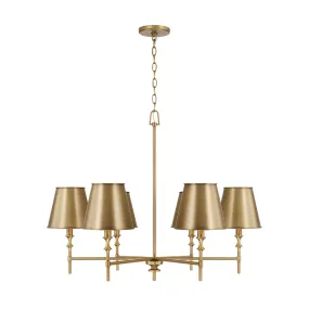 WHITNEY 6-LIGHT CHANDELIER, AGED BRASS