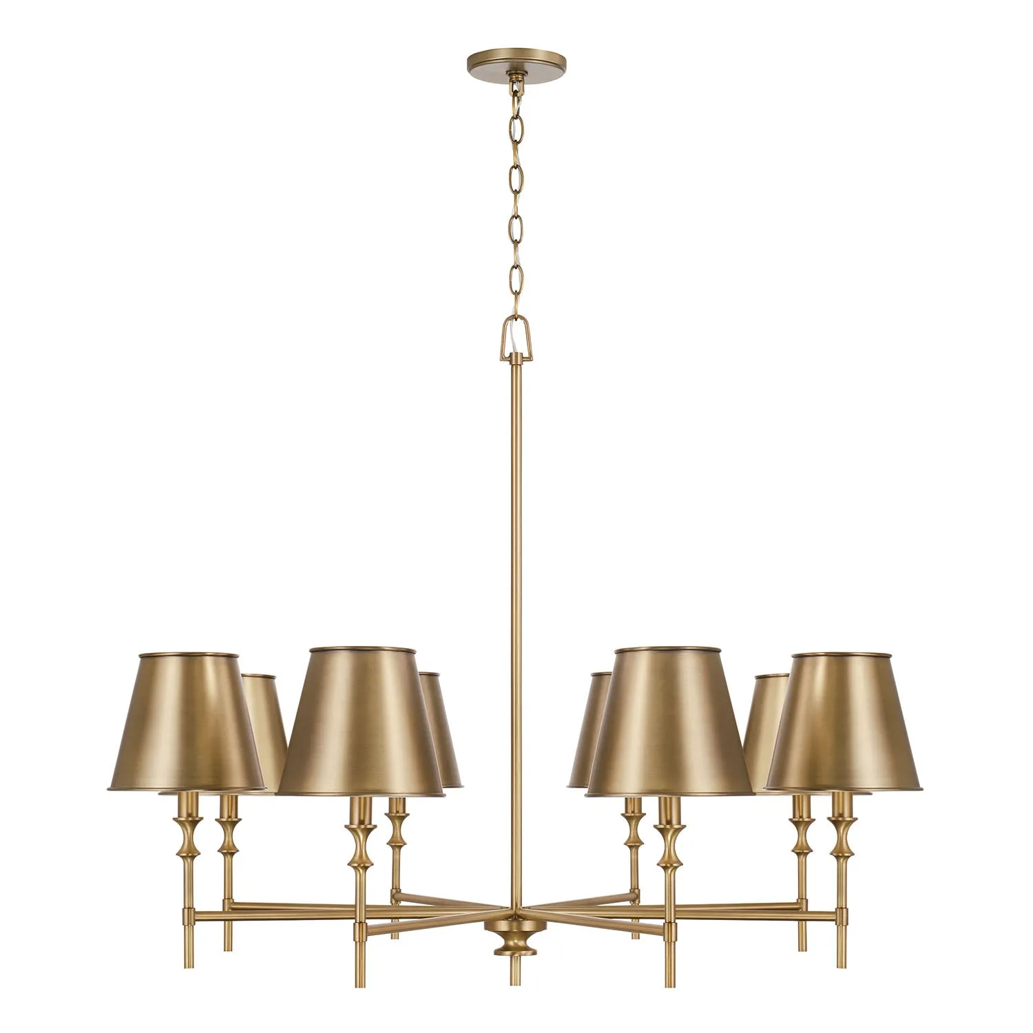 WHITNEY 8-LIGHT CHANDELIER, AGED BRASS