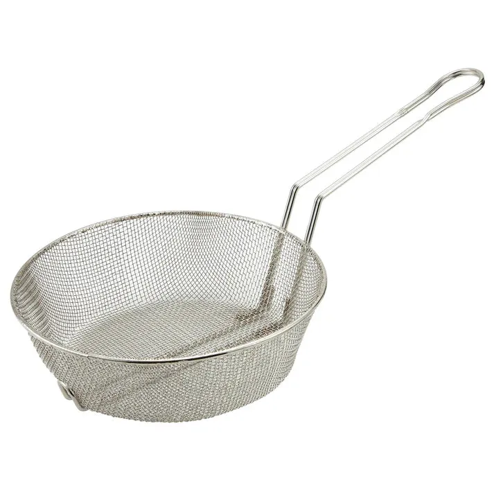 Winco 8" Round Culinary Fine Mesh Basket, 3" Deep