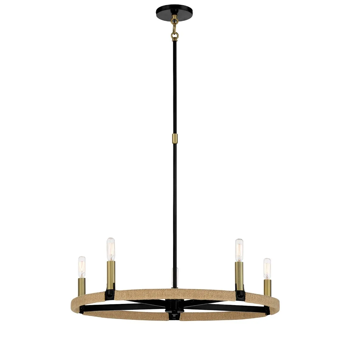 Windward Passage 27 in. 5 Lights Chandelier Brass & Black finish