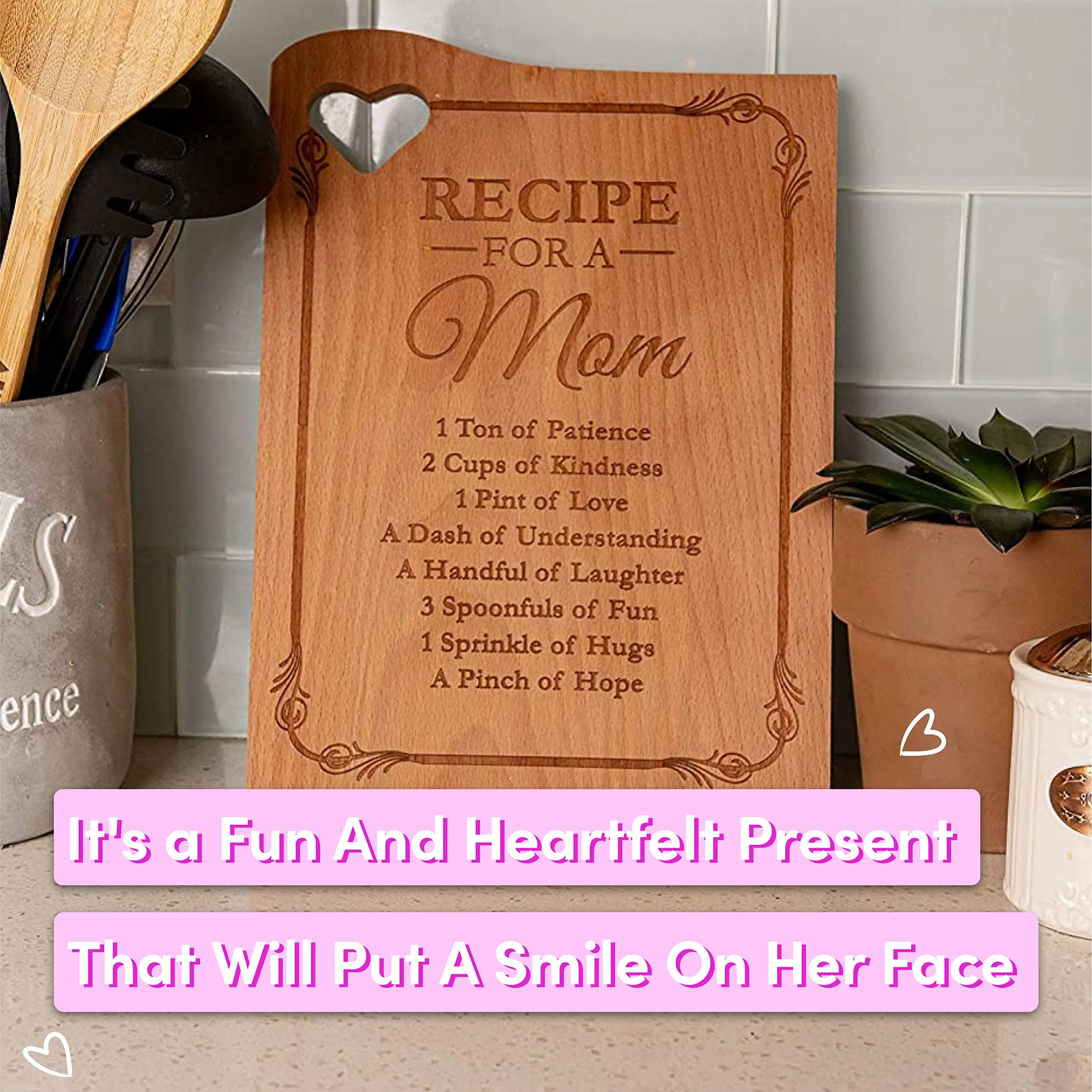 Wooden Cutting Board For Mom - Engraved With Mother Poem - 12X10" Kitchen Cutting Board