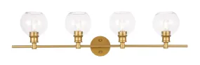 ZC121-LD2322BR - Living District: Collier 4 light Brass and Clear glass Wall sconce