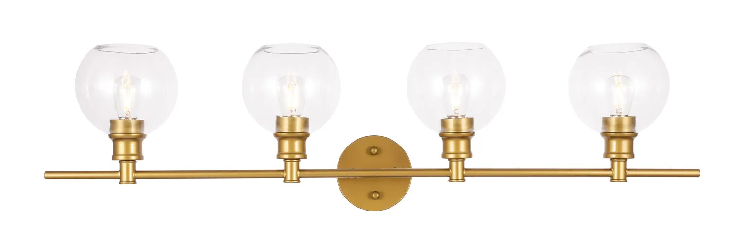 ZC121-LD2322BR - Living District: Collier 4 light Brass and Clear glass Wall sconce