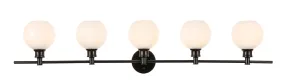 ZC121-LD2327BK - Living District: Collier 5 light Black and Frosted white glass Wall sconce