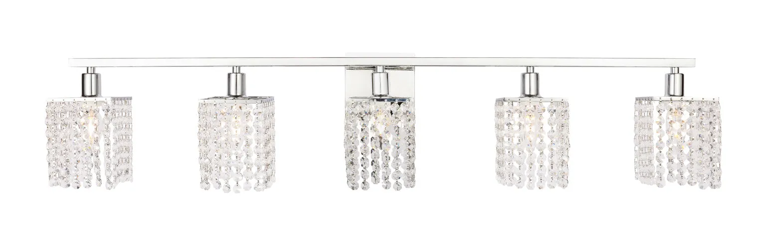 ZC121-LD7015C - Living District: Phineas 5 light Chrome and Clear Crystals wall sconce